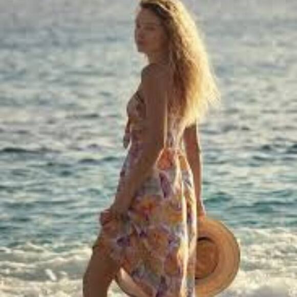 CECILIA PETTERSSON FOR ANTHROPOLOGIE DRESS WOMEN'S FLORAL MIDI SUNDRESS ORANGE 8 - Picture 1 of 9